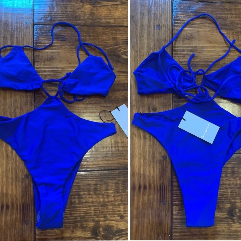 Lovewave The Gio One Piece Cutout Swimsuit Sz S Revolve Cobalt Blue - Picture 2 of 3